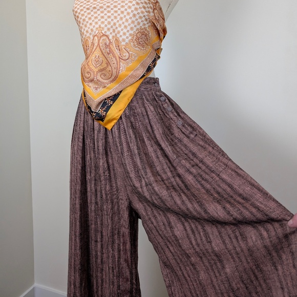 70s Looking Glass Knit Culottes Capri’s Wide Leg High Waisted Striped Oversized - Picture 8 of 10